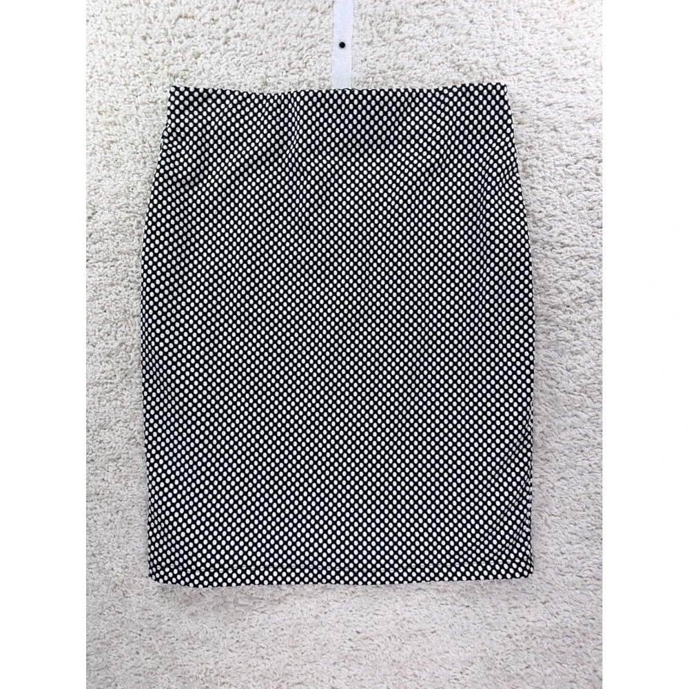 Boutique Essentials Pencil Skirt Women L Black White Polka Dot Excellent Stretch